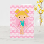 Carte Gymnaste Cute Pink Aqua Blonde (Fleur jaune)