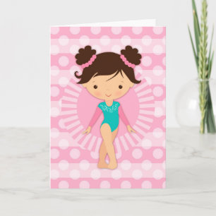 Carte Gymnaste - Gymnastique mignonne Rose Turquoise