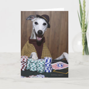 Carte Habillé chien de whippet à la table de jeu