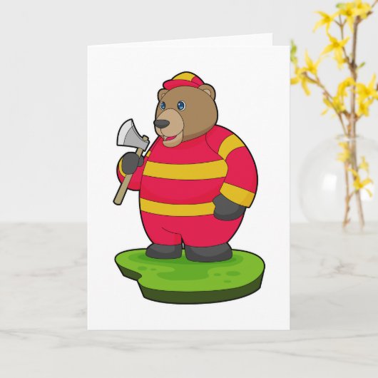 Carte Hache de pompier ours (Fleur jaune)