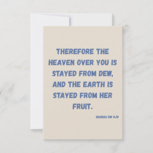 Carte Haggai 1:10 KJV Bible Verse Dévotion chrétienne