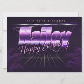 Carte Hailey Nom Prénom lila retro Map Anniversaire (Devant)