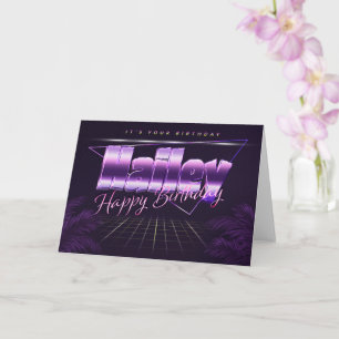 Carte Hailey Nom Prénom lila retro Map Anniversaire