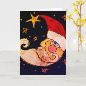 Carte Half Moon Santa Claus Art Abstrait (Fleur jaune)