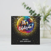 Carte Halftone Disco Fêtons l'invitation d'anniversaire (Debout devant)