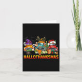 Carte Hallothanksmas Camions Halloween Thanksgiving Chri (Devant)