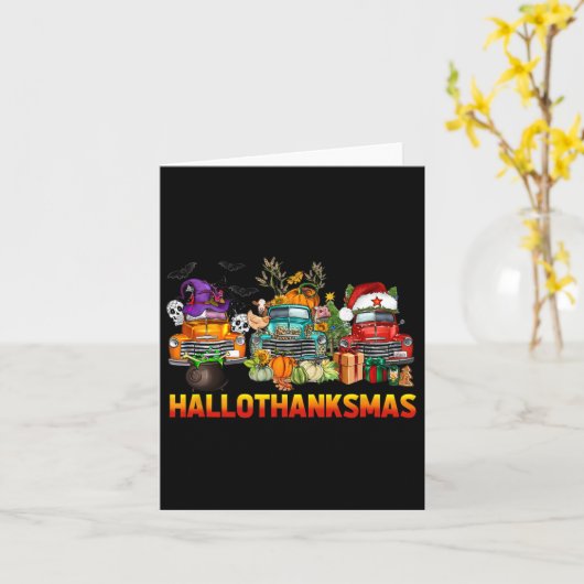 Carte Hallothanksmas Camions Halloween Thanksgiving Chri (Fleur jaune)