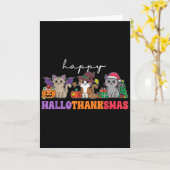Carte Hallothanksmas Cats _ Uni-adults, Uni-kids, Black, (Fleur jaune)