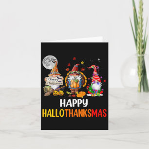 Carte Hallothanksmas Gnomes Halloween Thanksgiving Joyeu