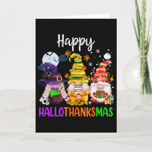 Carte Hallothanksmas Gnomes Halloween Thanksgiving Joyeu