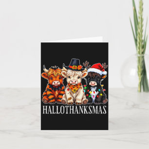 Carte Hallothanksmas Halloween Action de grâce Noël Salu