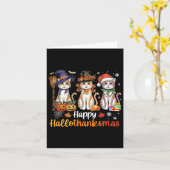 Carte Hallothanksmas Halloween Chats Thanksgiving C (Fleur jaune)