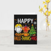 Carte Hallothanksmas Halloween Thanksgiving Christmas (Fleur jaune)