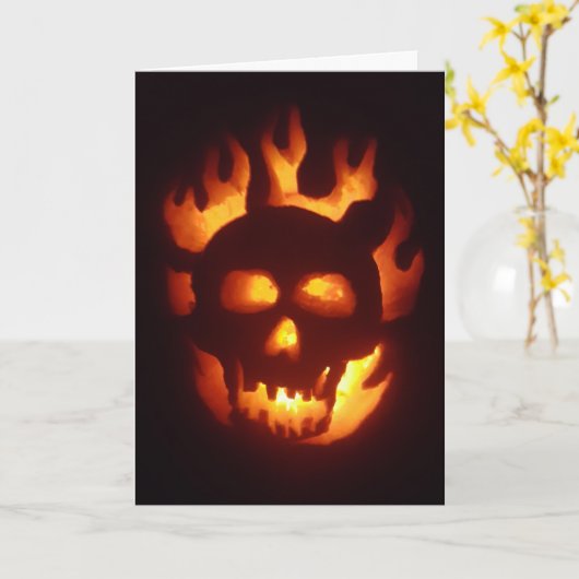 Carte Hallowe’en "Jack-O'-Lantern" (Fleur jaune)