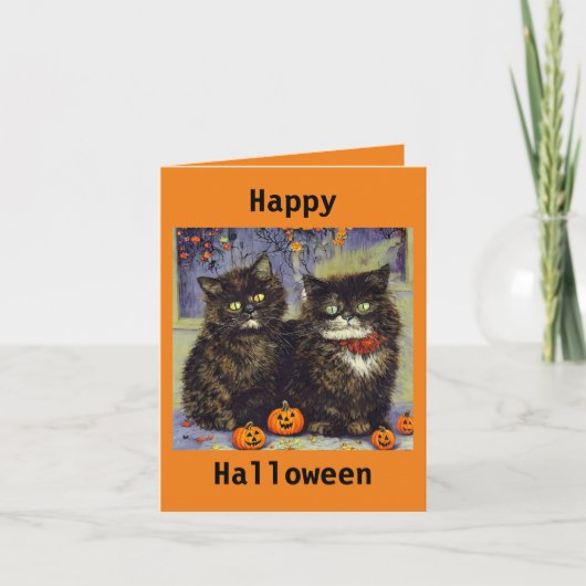 Carte Halloween 2 Chatons Mignons (Devant)