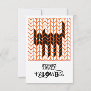 CARTE Halloween 3x5 PLATE TRICOTÉE CHAT NOIR