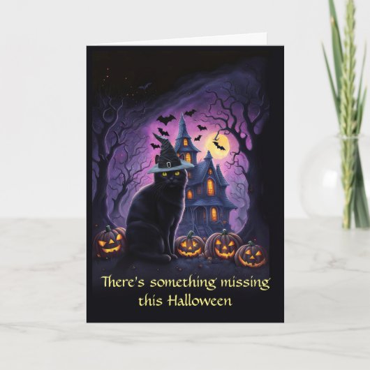 Carte Halloween à College Cute Witchchat (Devant)