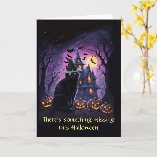 Carte Halloween à College Cute Witchchat (Fleur jaune)