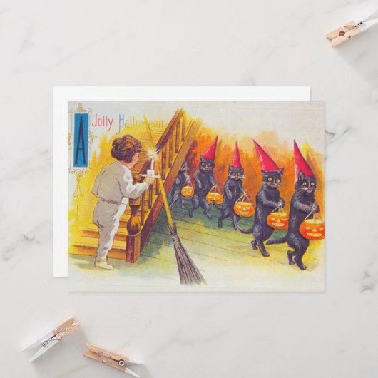 Carte Halloween à la gelée (chats noirs) (Devant/Arrière en situation)