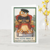 Carte Halloween à l'ancienne, chauffeur Citrouille (Fleur jaune)