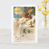 Carte Halloween à l'ancienne, fille aux fées (Fleur jaune)