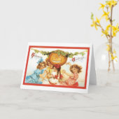 Carte Halloween à l'ancienne, les filles avec Citrouille (Fleur jaune)