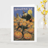 Carte Halloween à l'ancienne, sorcière (Fleur jaune)