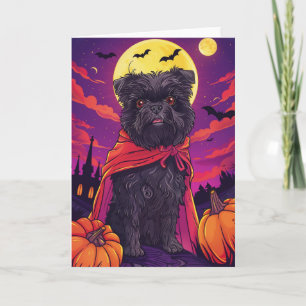 Carte Halloween Affenpinscher Vampire Citrouilles Effray