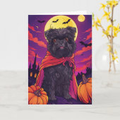 Carte Halloween Affenpinscher Vampire Citrouilles effroi (Fleur jaune)