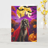 Carte Halloween Afghan Hound Vampire Citrouilles effroi (Fleur jaune)