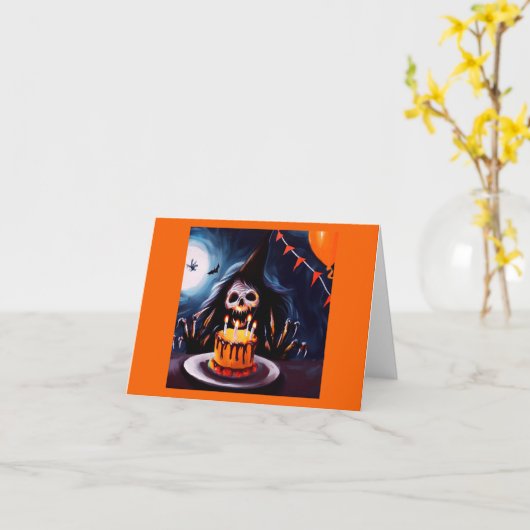 Carte Halloween - Anniversaire 4 (Fleur jaune)