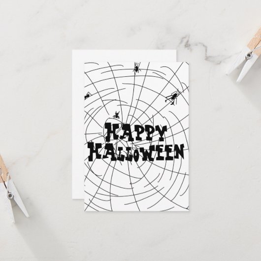 Carte Halloween Araignée Webs à la main (Devant/Arrière en situation)