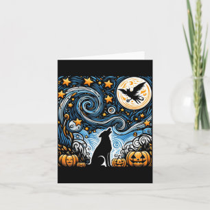 Carte Halloween Art Étoilé Nuit Ciel Art Chien Citrouill