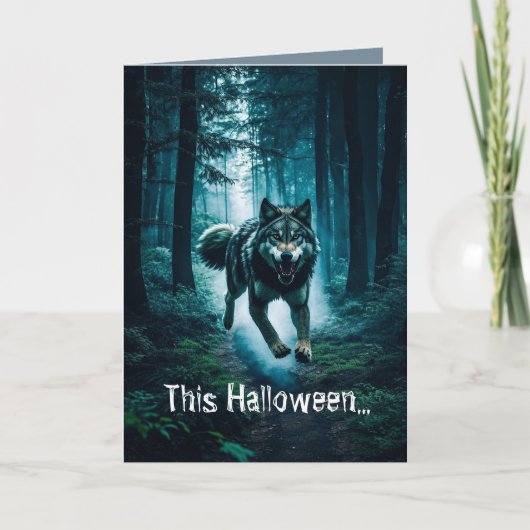 Carte Halloween Attention à la pleine lune (Devant)