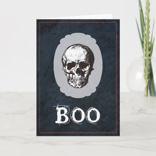 Carte Halloween au crâne de Boo (Devant)
