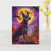 Carte Halloween australien Kelpie Chien Citrouille peur (Fleur jaune)
