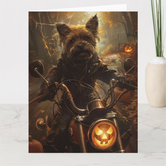 Carte Halloween australienne à cheval Terrier (Devant)