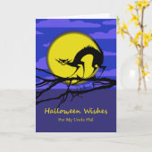 Carte Halloween avant personnalisé pour oncle, chat sur  (Fleur jaune)