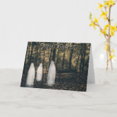 Carte Halloween avec 3 fantômes et un verset (Fleur jaune)
