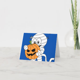 Carte Halloween avec citrouille et momie