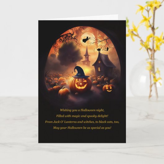 Carte Halloween avec Jack O Lanterns (Fleur jaune)