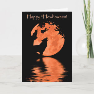 Carte Halloween avec le loup et la sorcière
