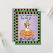 Carte Halloween Basenji (Devant/Arrière en situation)