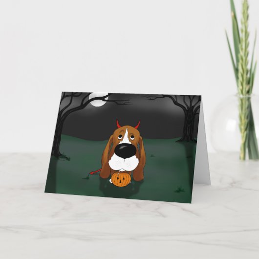 Carte Halloween Basset Hound (Devant)
