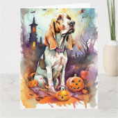 Carte Halloween Basset Hound Avec Crainte Citrouille (Devant)