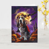 Carte Halloween Basset Hound Chien Citrouille peur (Fleur jaune)