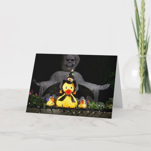 Carte Halloween Bat Ducky Woman protège et défend (Devant)