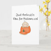 Carte Halloween bébé blanc vient d'arriver (Fleur jaune)