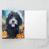 Carte Halloween Bernedoodle Avec La Peur Citrouille (Intérieur)