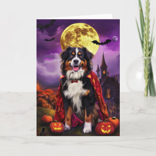 Carte Halloween Bernese Mountain Dog Citrouille peur